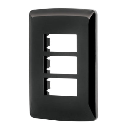 Placa 3 modulos, Italiana, color negro, Volteck PPTR-IN 40138 MM00