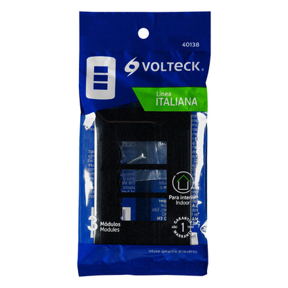 Placa 3 modulos, Italiana, color negro, Volteck PPTR-IN 40138 MM00