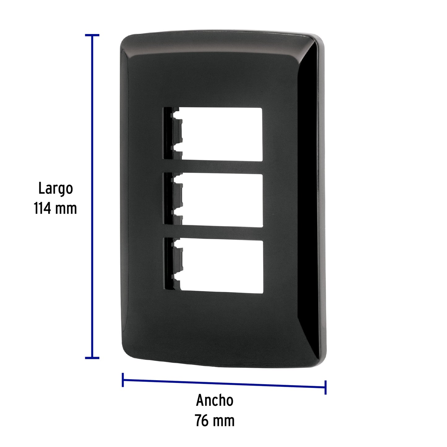 Placa 3 modulos, Italiana, color negro, Volteck PPTR-IN 40138 MM00