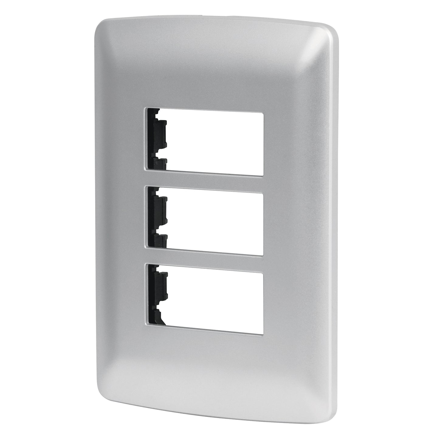 Placa 3 módulos de ABS, línea italiana, color plata, Volteck PPTR-IP 46399 MM00