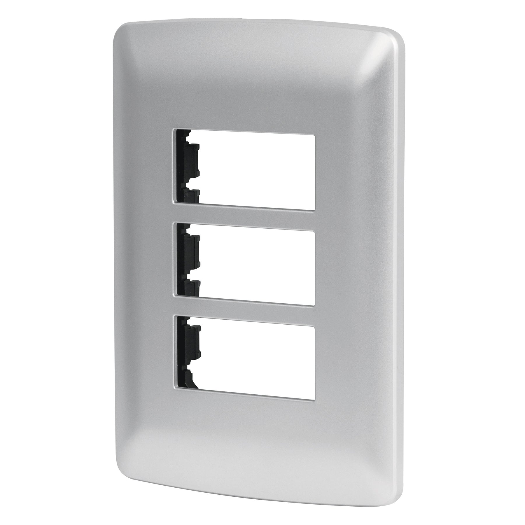 Placa 3 módulos de ABS, línea italiana, color plata, Volteck PPTR-IP 46399 MM00