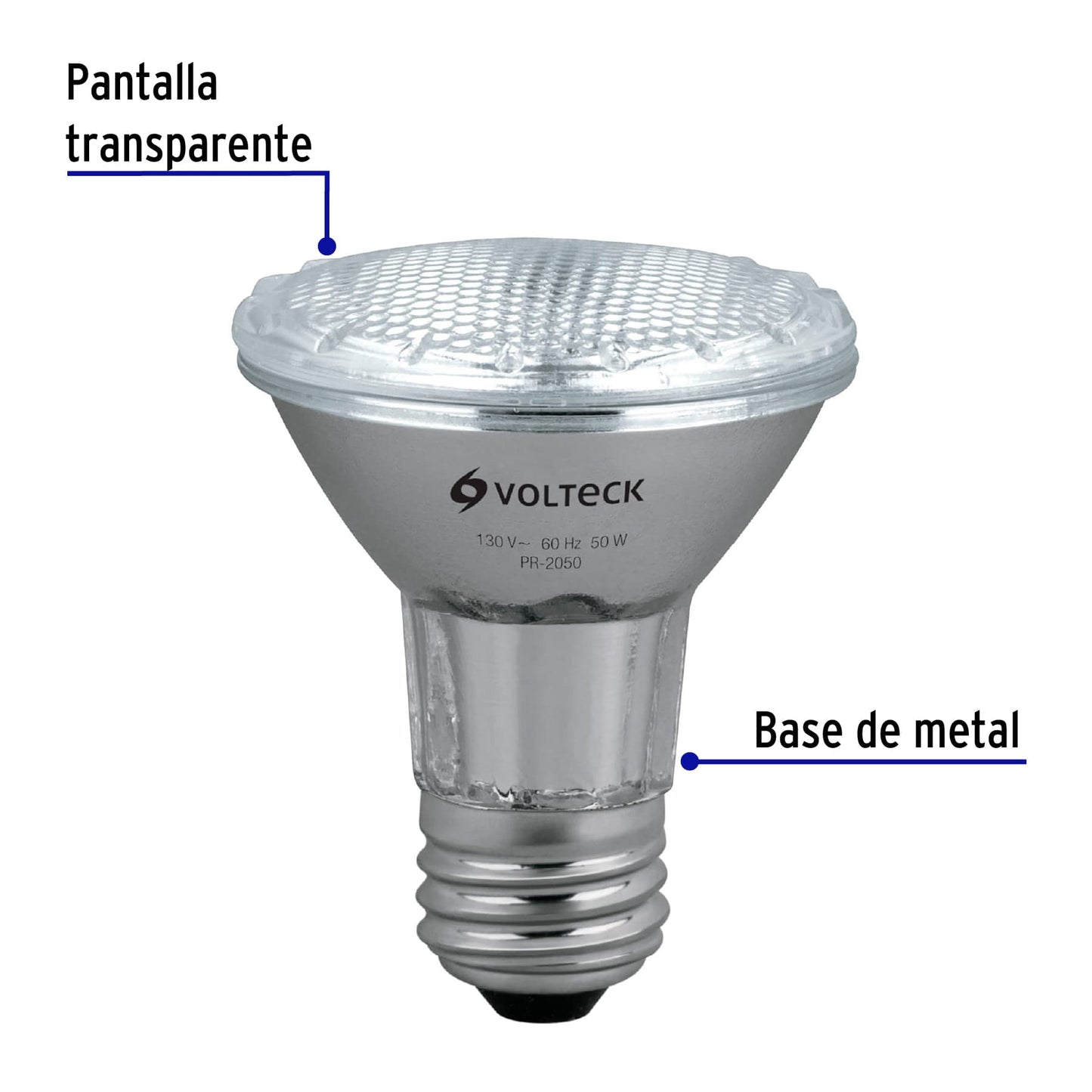 Lámpara de halógeno 50 W tipo PAR 20, en caja, Volteck PR-2050 47244 MM00