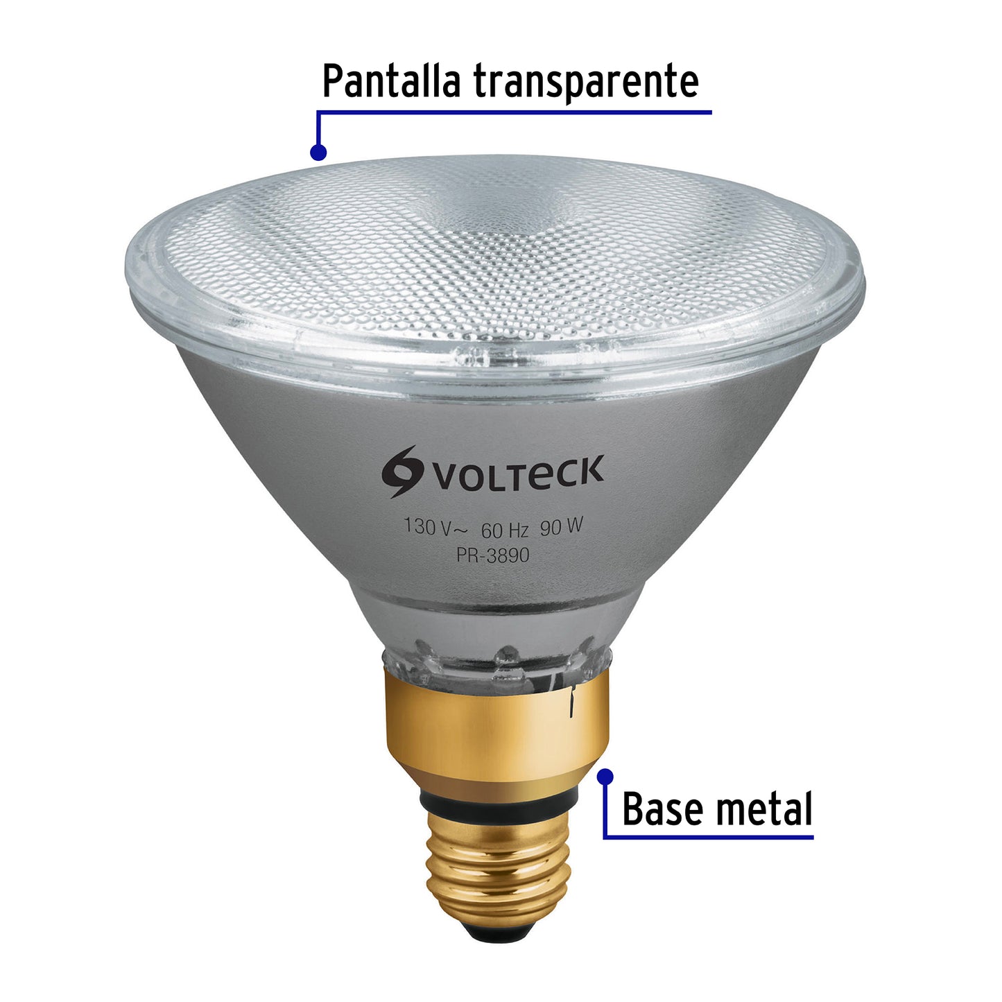 Lámpara de halógeno 90 W tipo PAR 38, en caja, Volteck PR-3890 47250 MM00