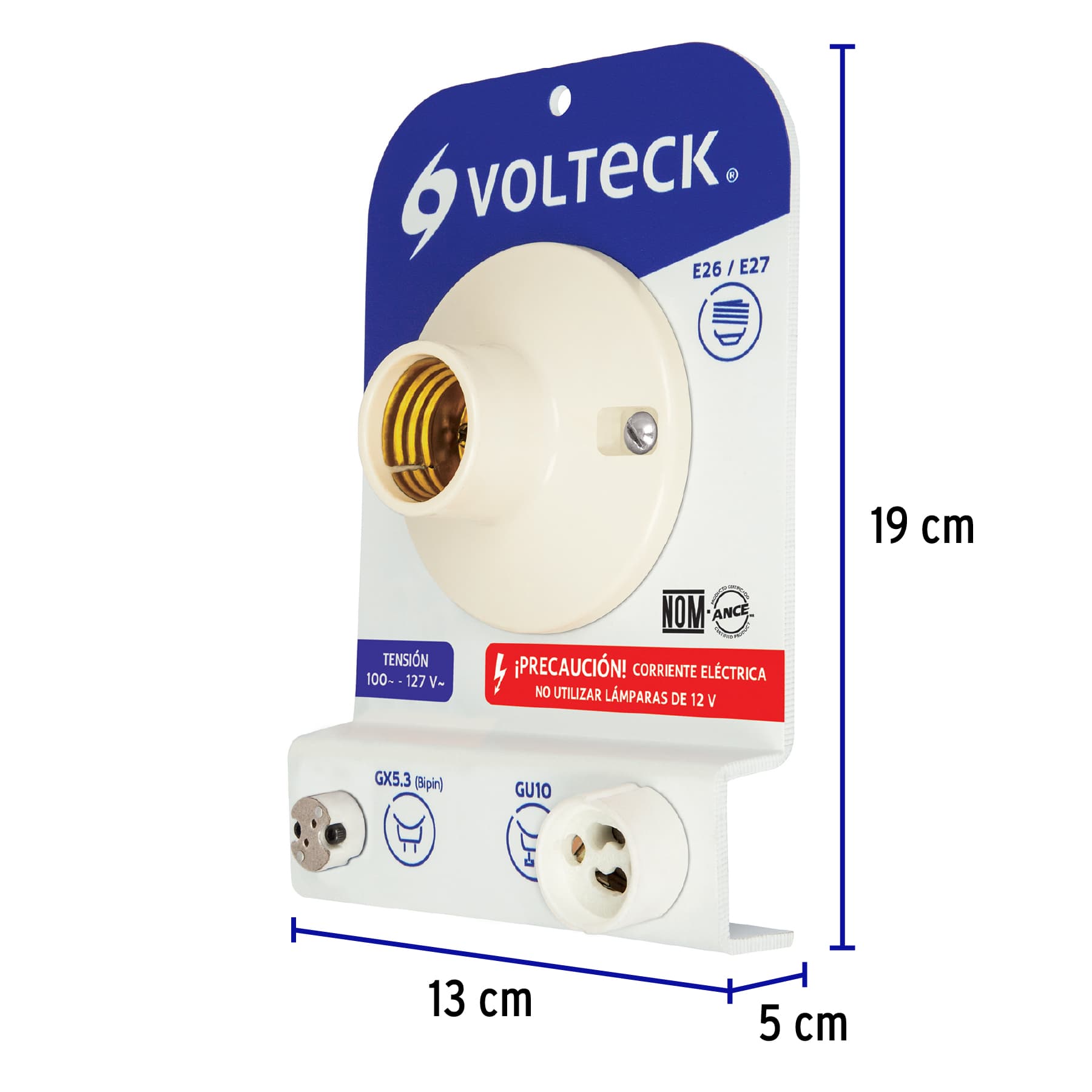 Probador de lámparas, bases E26, E27, GX5.3 y GU10, Volteck PRO-LAMP 56005 MM3