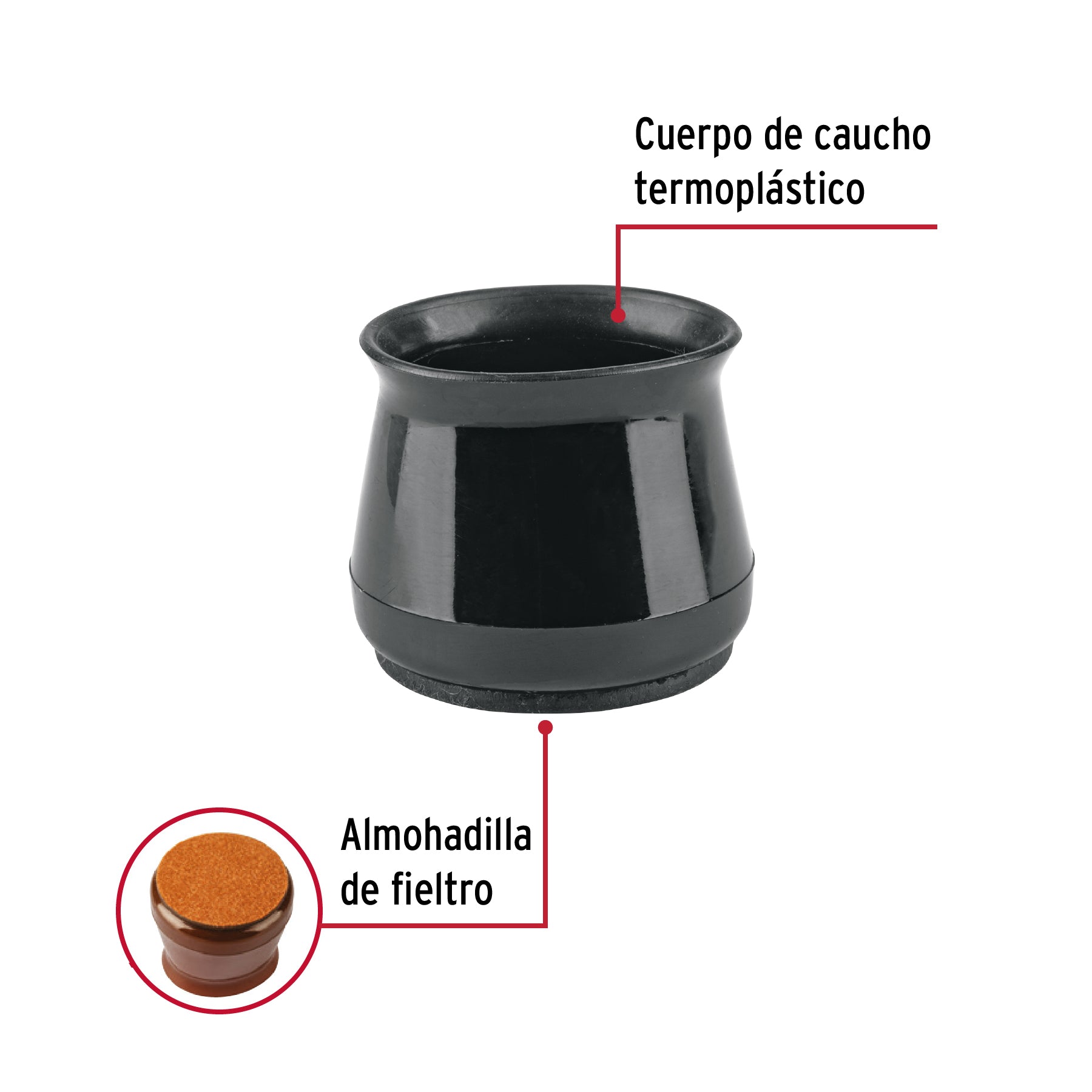 Caja con 24 protectores para patas de silla, negro PRS-6 49847 MM00