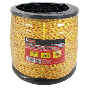 SOGA DE POLIPROPILENO DE 1/4" (6 MM), COLOR AMARILLO/ROJO, ROLLO CON 20KG