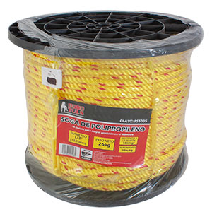 SOGA DE POLIPROPILENO DE 1/2" (13 MM), COLOR AMARILLO/ROJO, ROLLO CON 26KG