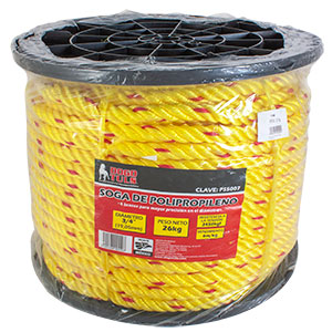 SOGA DE POLIPROPILENO DE 3/4" (19 MM), COLOR AMARILLO/ROJO, ROLLO CON 26KG