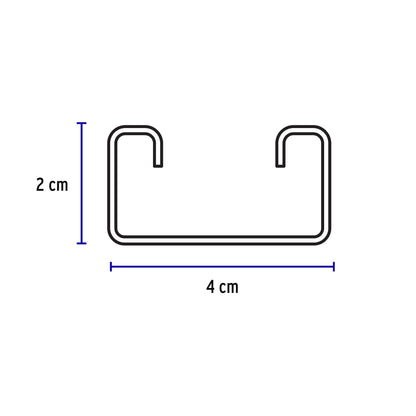 Perfil unicanal perforado de 3 m, 4 x 2 cm, cal. 14, Volteck PU-142P 47765 MM1