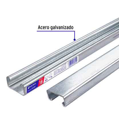 Perfil unicanal sólido de 3 m, 4 x 2 cm, calibre 18, Volteck PU-182S 47755 MM1