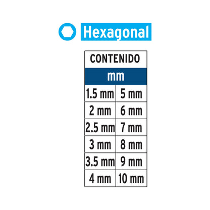 Juego de 12 puntas hexagonales mm largo 2', Expert PUDE-12H2M 101679 MM00