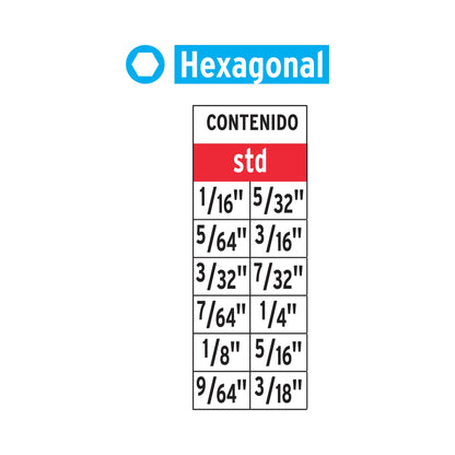 Juego de 12 puntas hexagonales std largo 2', Expert PUDE-12H2P 101710 MM00