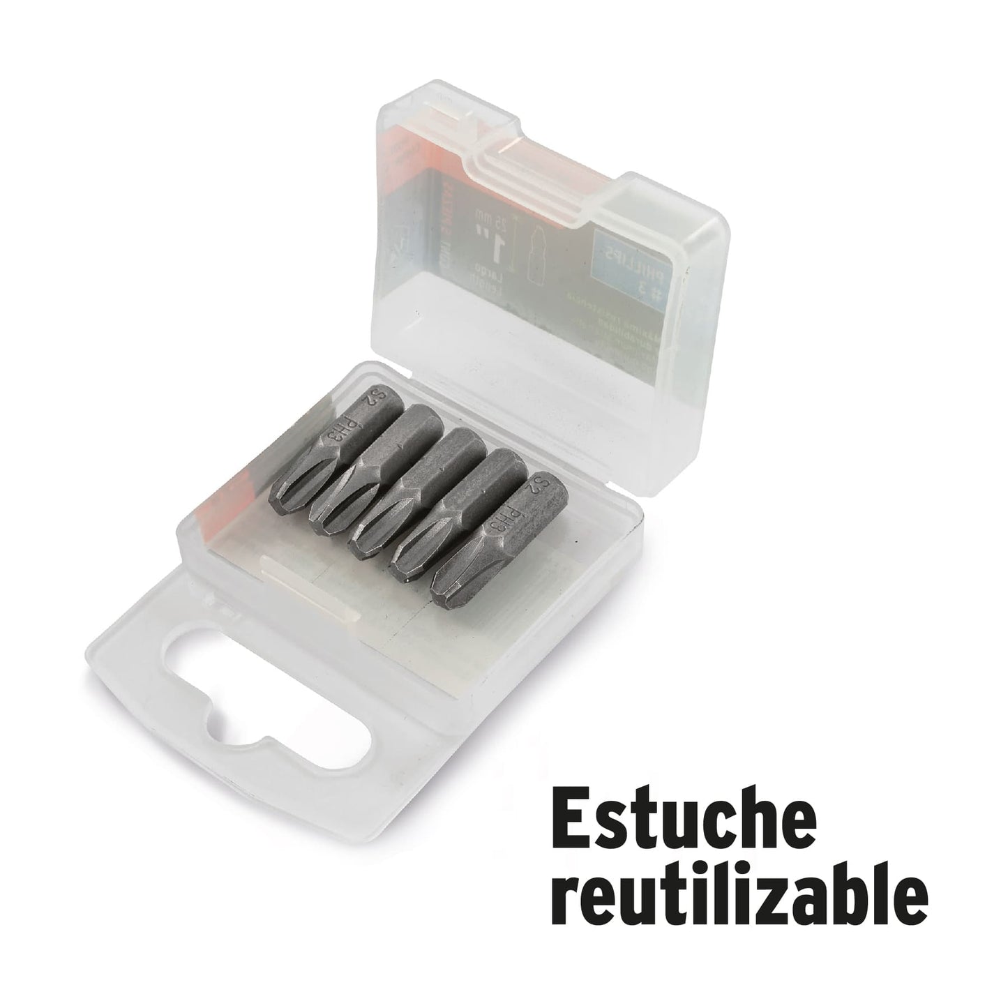 Estuche con 5 puntas pozidriv PZ3 largo 1', Truper Expert PUDE-2103 12159 MM00