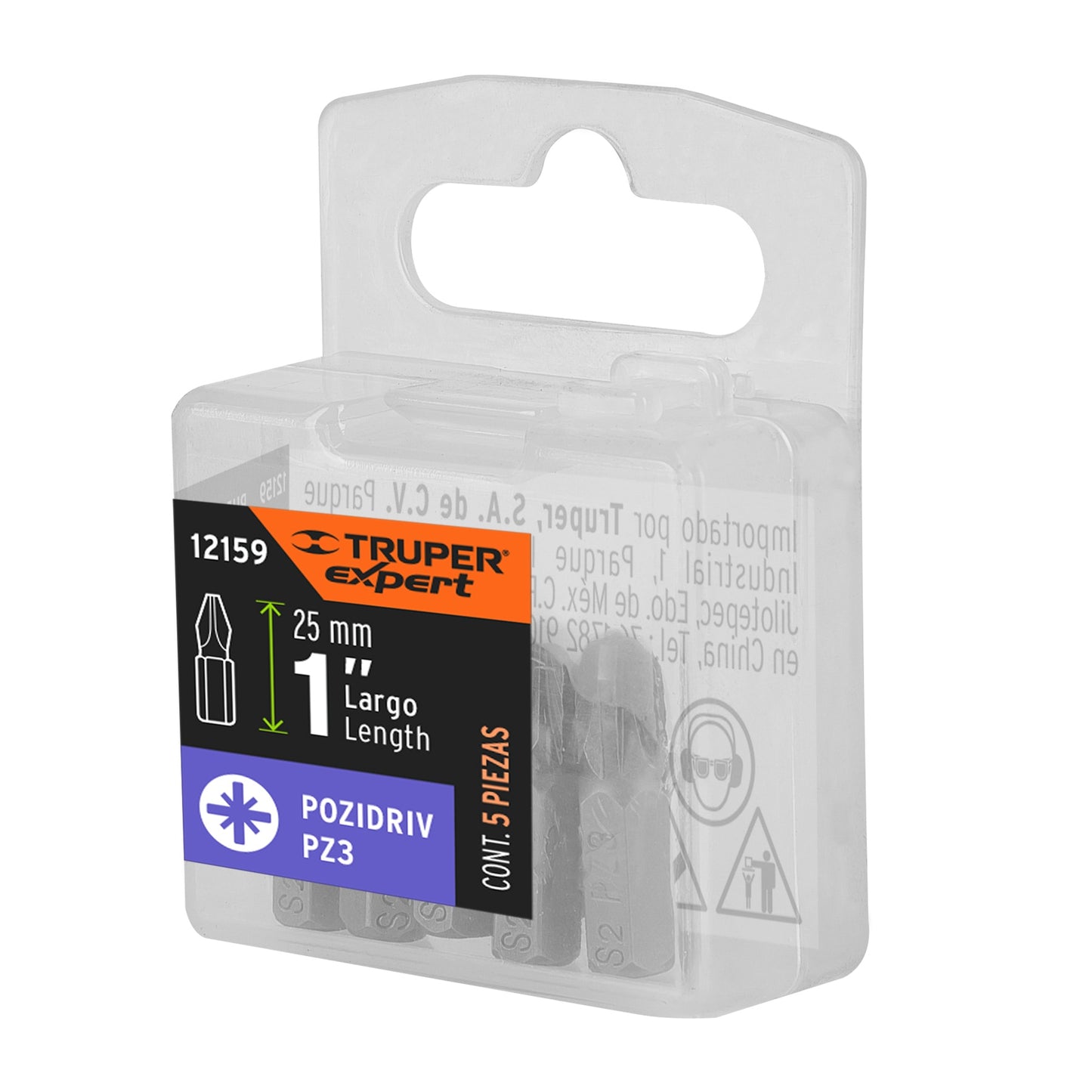 Estuche con 5 puntas pozidriv PZ3 largo 1', Truper Expert PUDE-2103 12159 MM00