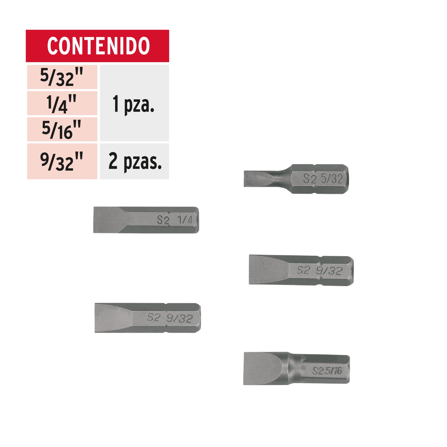 Juego de 5 puntas planas combinadas largo 1', Truper Expert PUDE-3001 12719 MM00