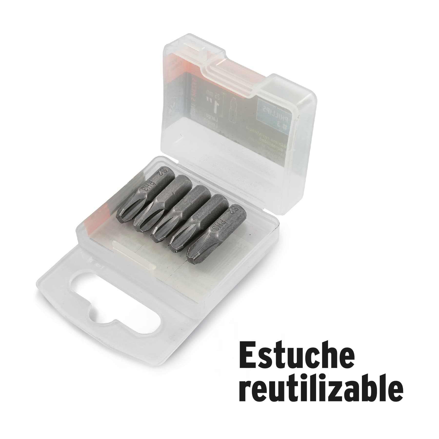 Estuche con 5 puntas dobles PH3 y 5/16' largo 2', Expert PUDE-4203 12180 MM00