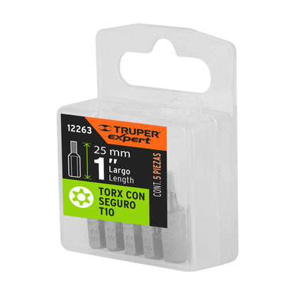 Estuche con 5 puntas torx T10 con seguro largo 1', Expert PUDE-6110 12263 MM00