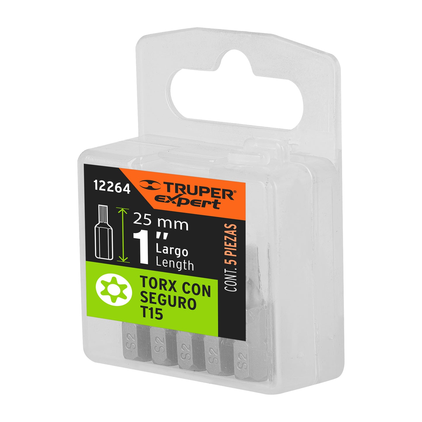 Estuche con 5 puntas torx T15 con seguro largo 1', Expert PUDE-6115 12264 MM00