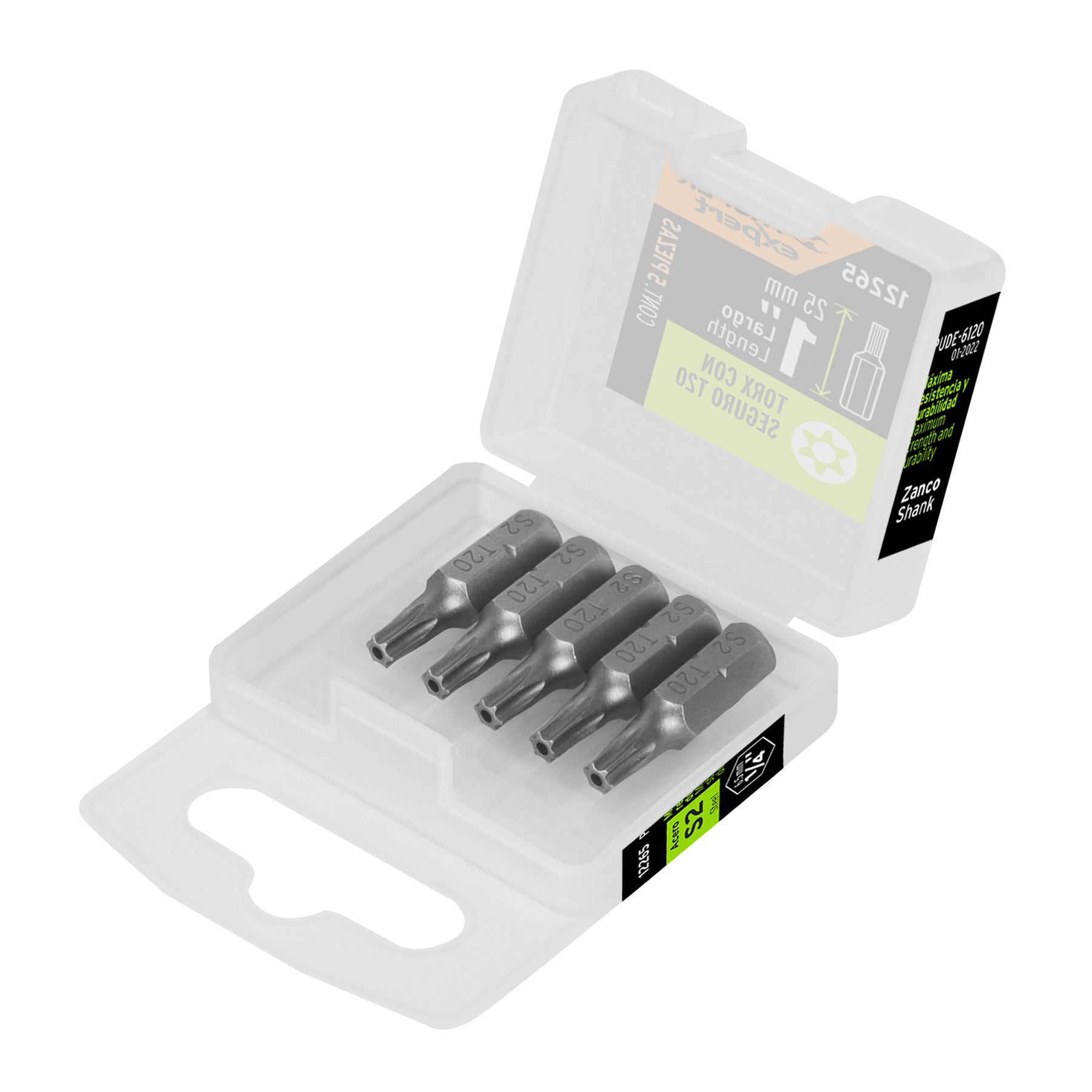 Estuche con 5 puntas torx T20 con seguro largo 1', Expert PUDE-6120 12265 MM00