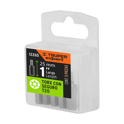 Estuche con 5 puntas torx T20 con seguro largo 1', Expert PUDE-6120 12265 MM00