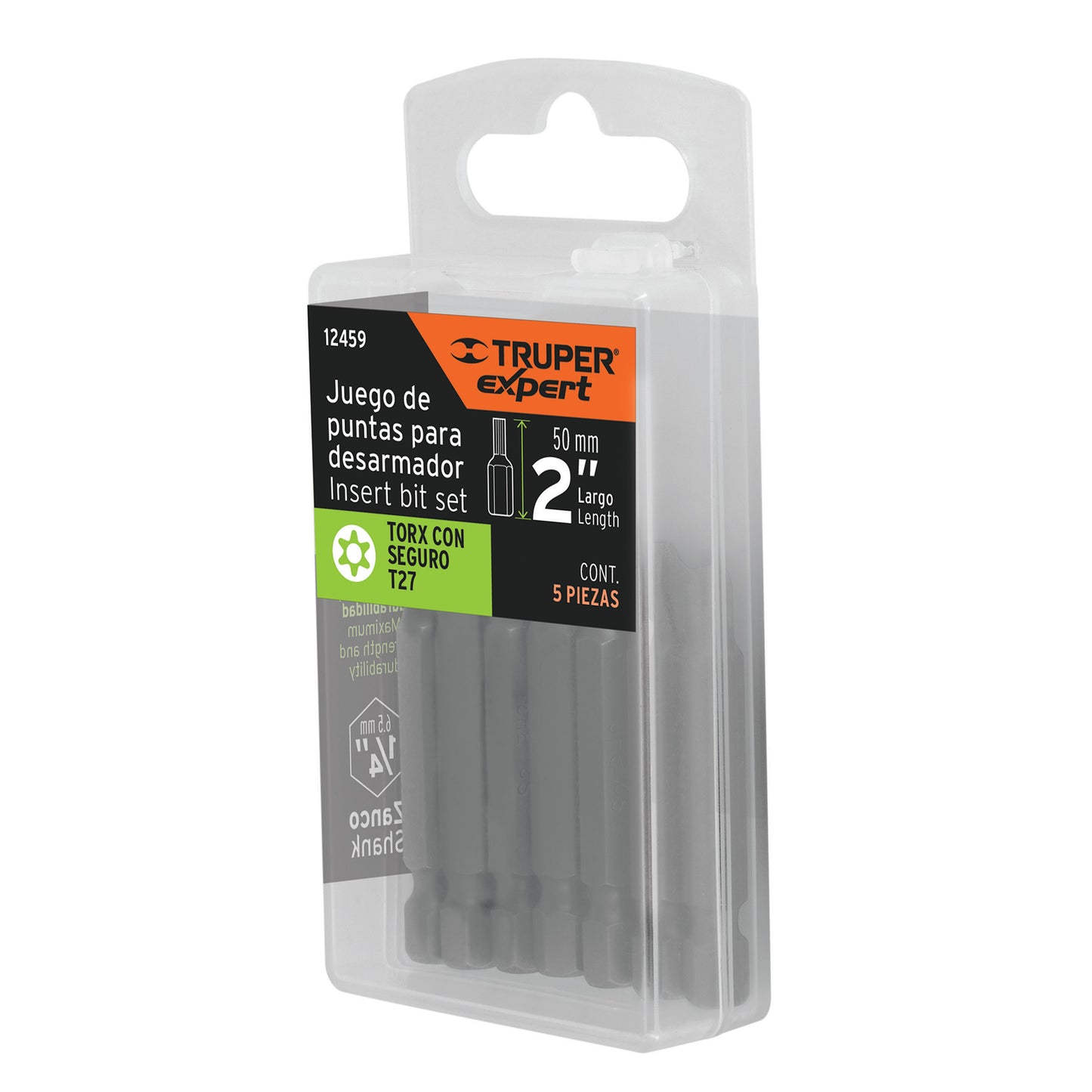 Estuche con 5 puntas torx T27 con seguro largo 2', Expert PUDE-6227 12459 MM00