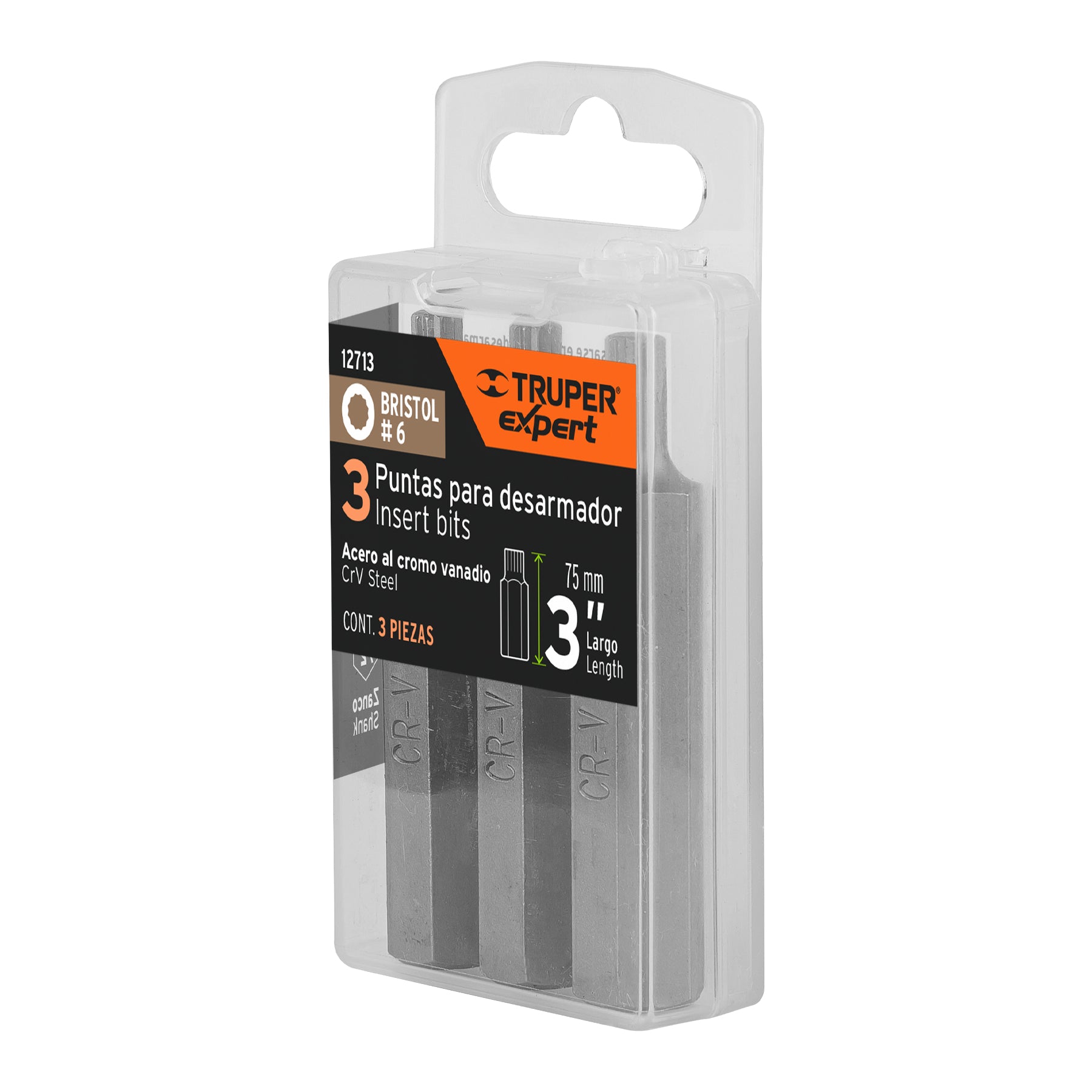 Estuche con 3 puntas bristol M6 largo 3', Truper Expert PUDE-8206 12713 MM00