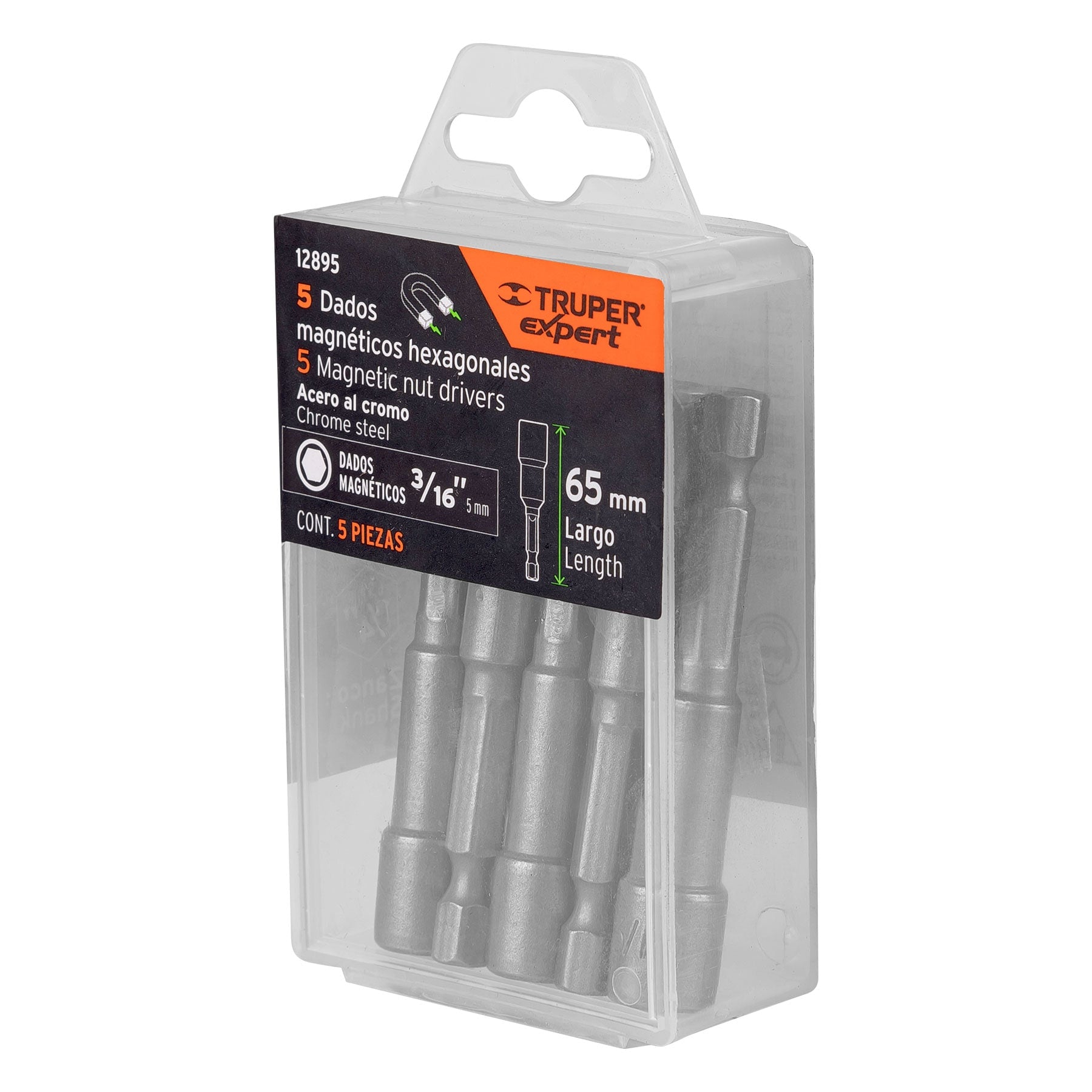 Estuche con 5 dados magnéticos de 3/16' largo 2-1/2', Expert PUDE-9018 12895 MM00