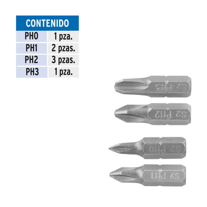 Estuche con 7 puntas de cruz combinadas largo 1', Expert PUN-7PH1 100503 MM00