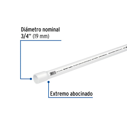 Tubo de 3/4' de PVC hidráulico cédula 40, de 3 m, Foset PVC-002 43039 MM1