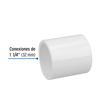 Cople de PVC cédula 40 de 1-1/4', Foset PVC-264 45529 MM00