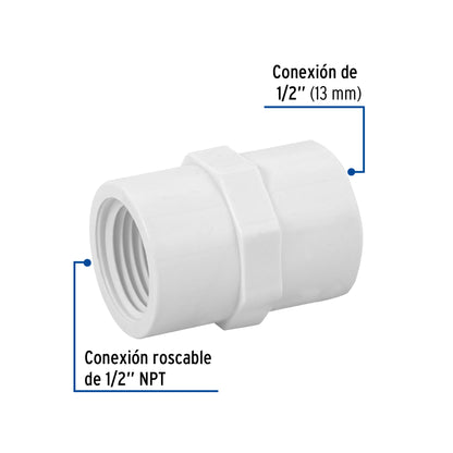 Adaptador hembra de PVC 1/2', Foset PVC-601 45432 MM00