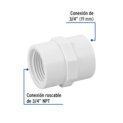 Adaptador hembra de PVC 3/4', Foset PVC-602 45433 MM00