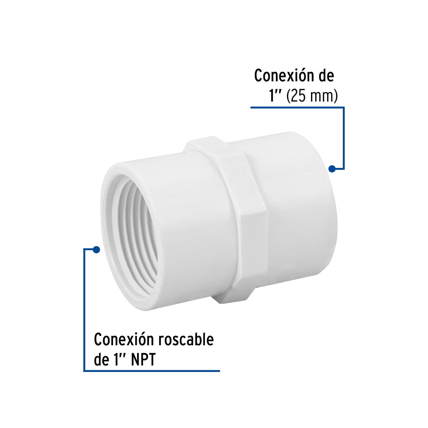 Adaptador hembra de PVC 1', Foset PVC-603 45434 MM00