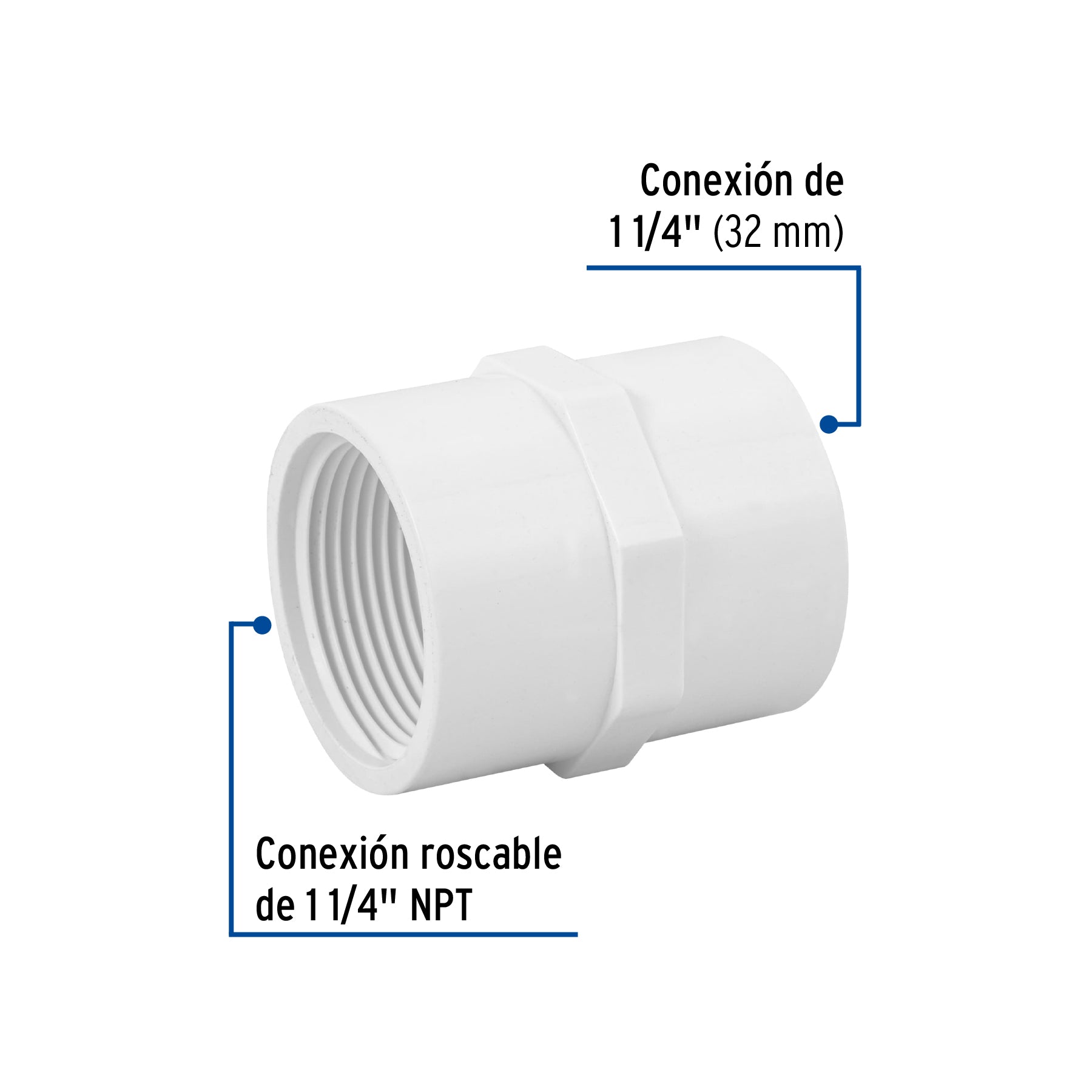 Adaptador hembra de PVC 1-1/4', Foset PVC-604 45548 MM00