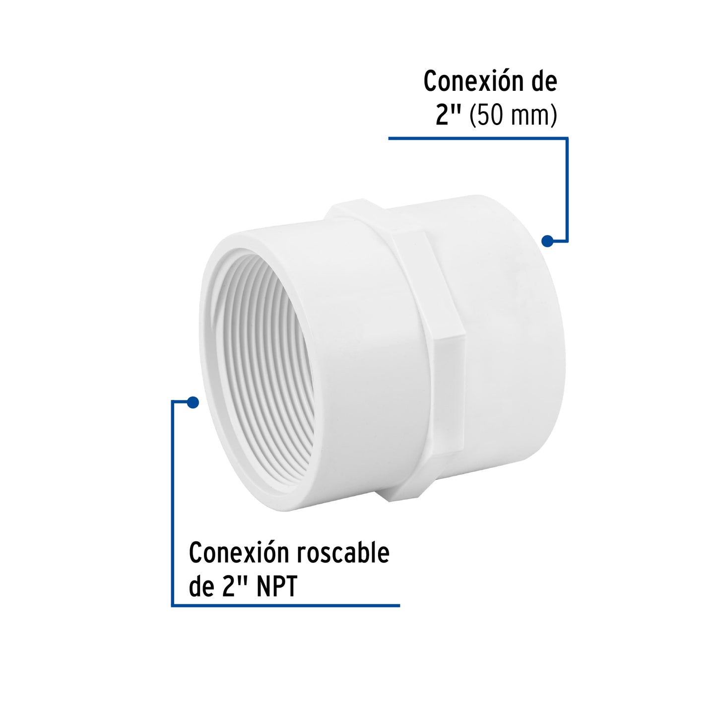 Adaptador hembra de PVC, 2', Foset PVC-606 45550 MM00