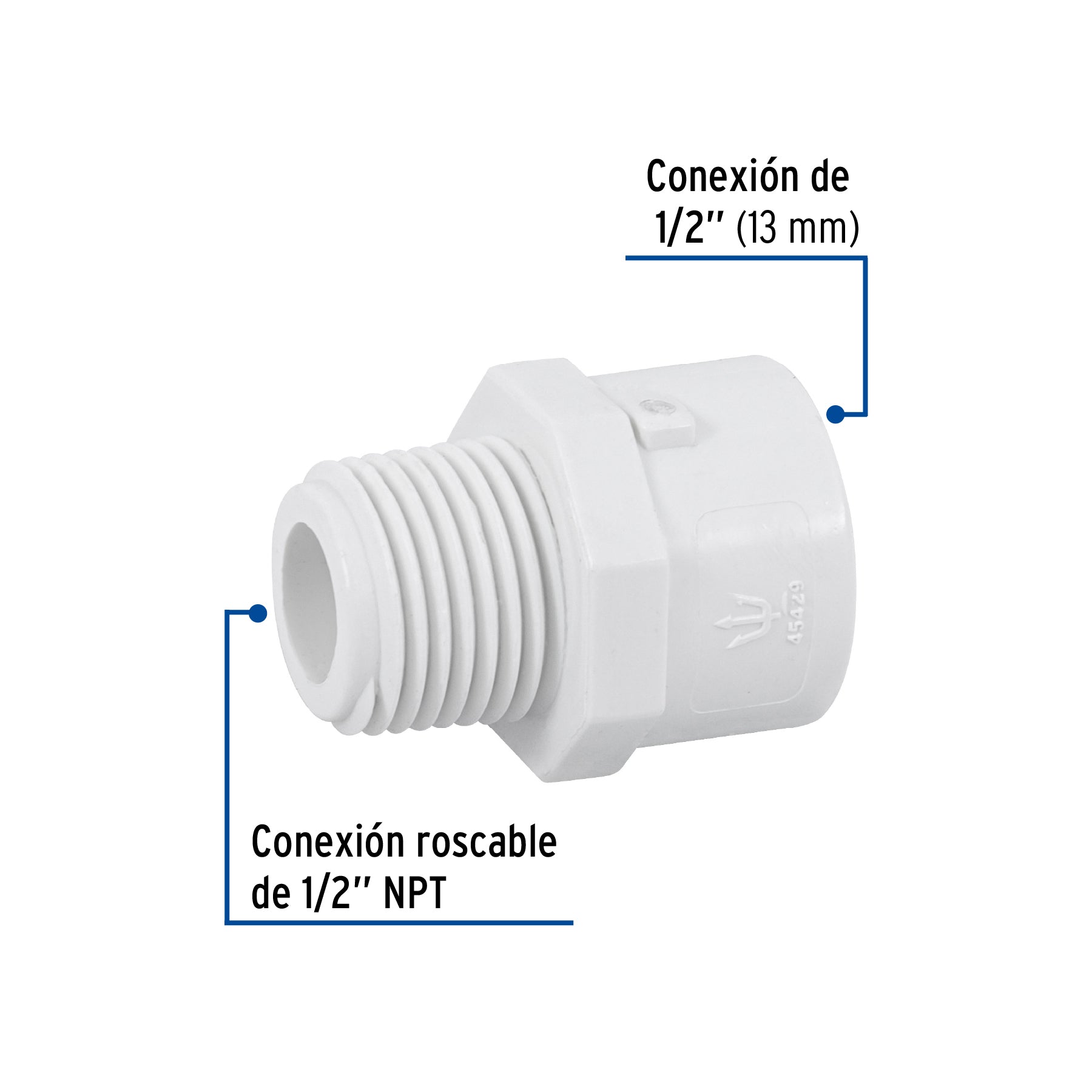 Adaptador macho de PVC de 1/2', Foset PVC-611 45429 MM00