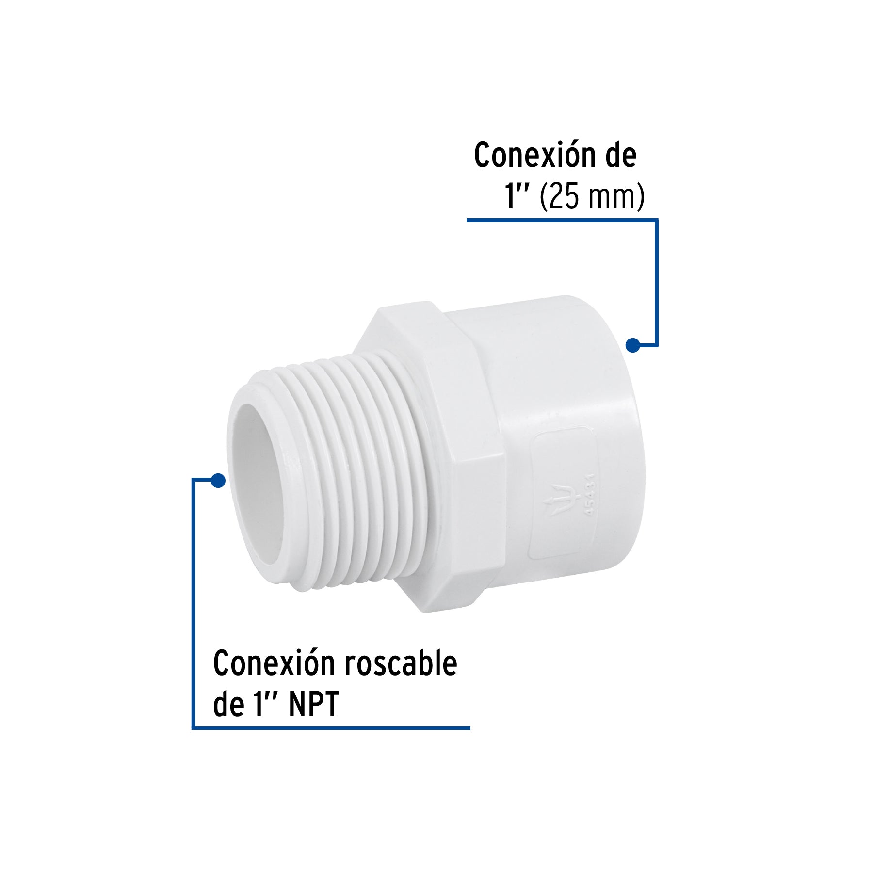 Adaptador macho de PVC de 1', Foset PVC-613 45431 MM00