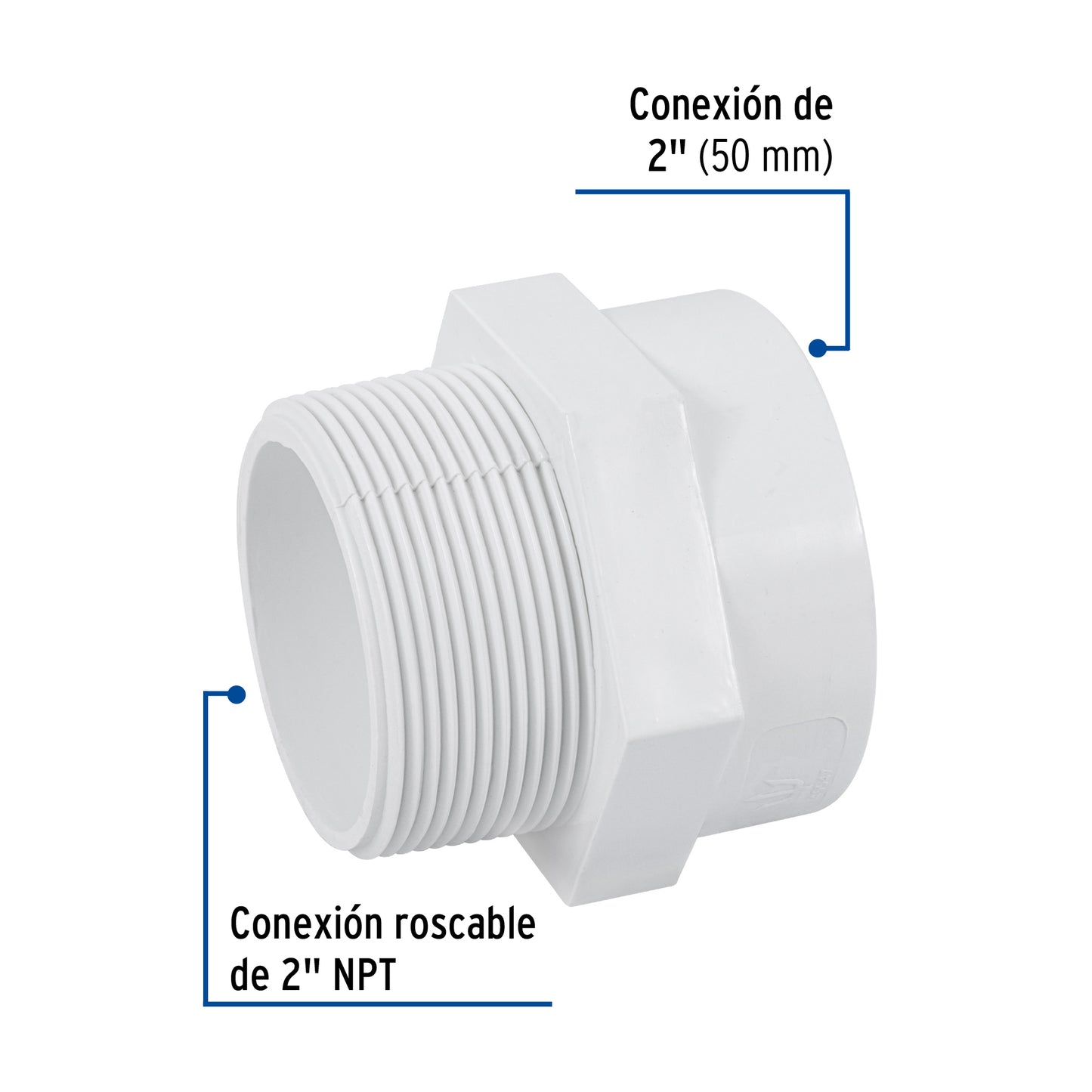 Adaptador macho de PVC de 2', Foset PVC-616 45547 MM00