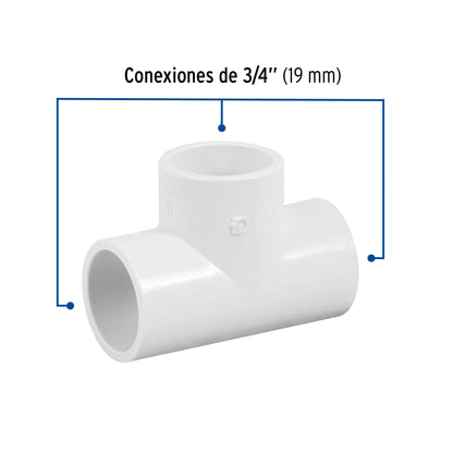 Tee sencilla de PVC 3/4', Foset PVC-762 45421 MM00