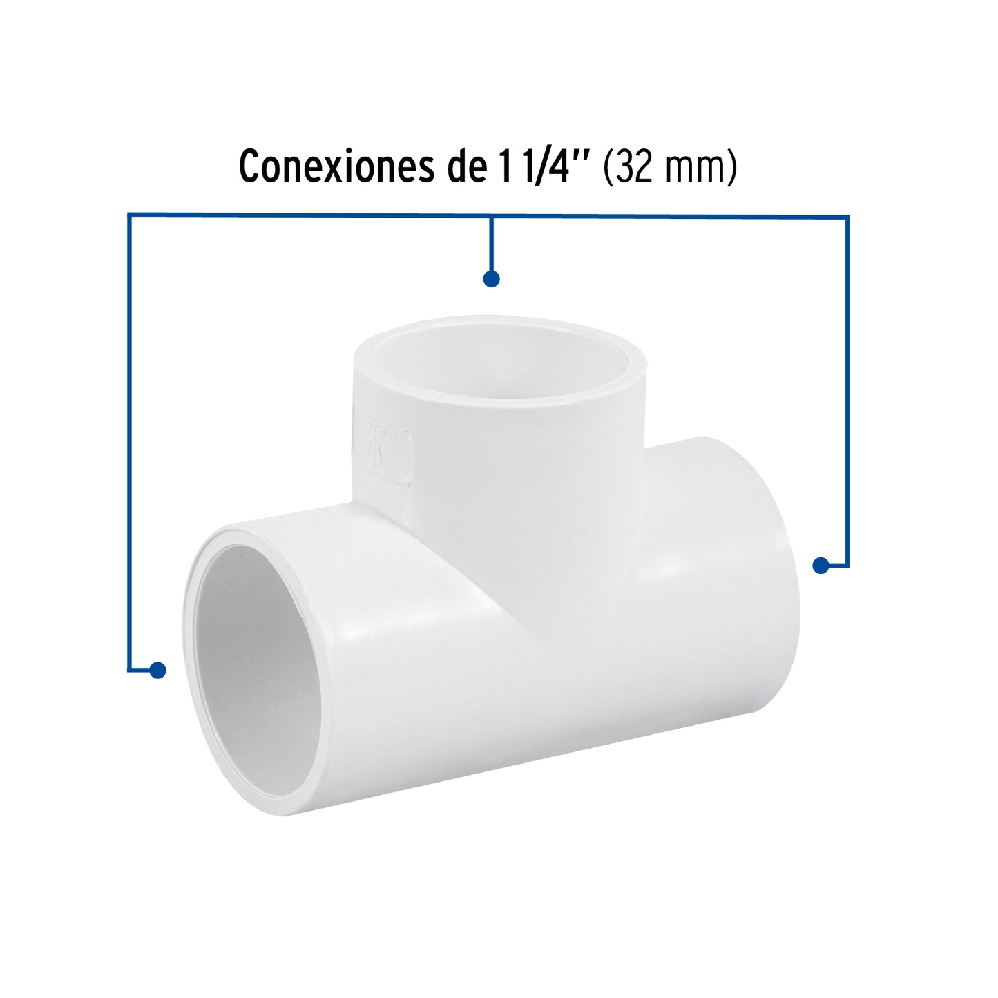 Tee sencilla de PVC 1-1/4', Foset PVC-764 45532 MM00