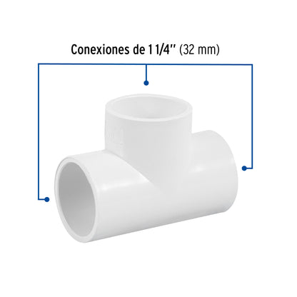 Tee sencilla de PVC 1-1/4', Foset PVC-764 45532 MM00