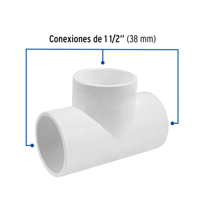 Tee sencilla de PVC 1-1/2', Foset PVC-765 45533 MM00