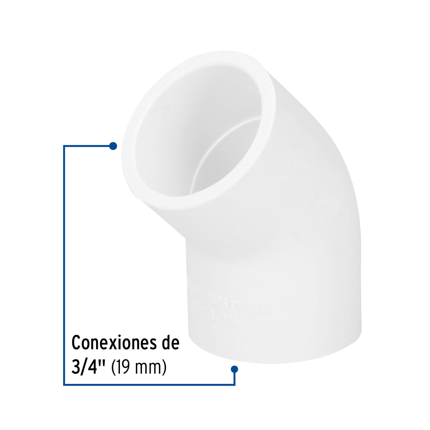 Codo 45° de PVC de 3/4', Foset PVC-862 45415 MM00