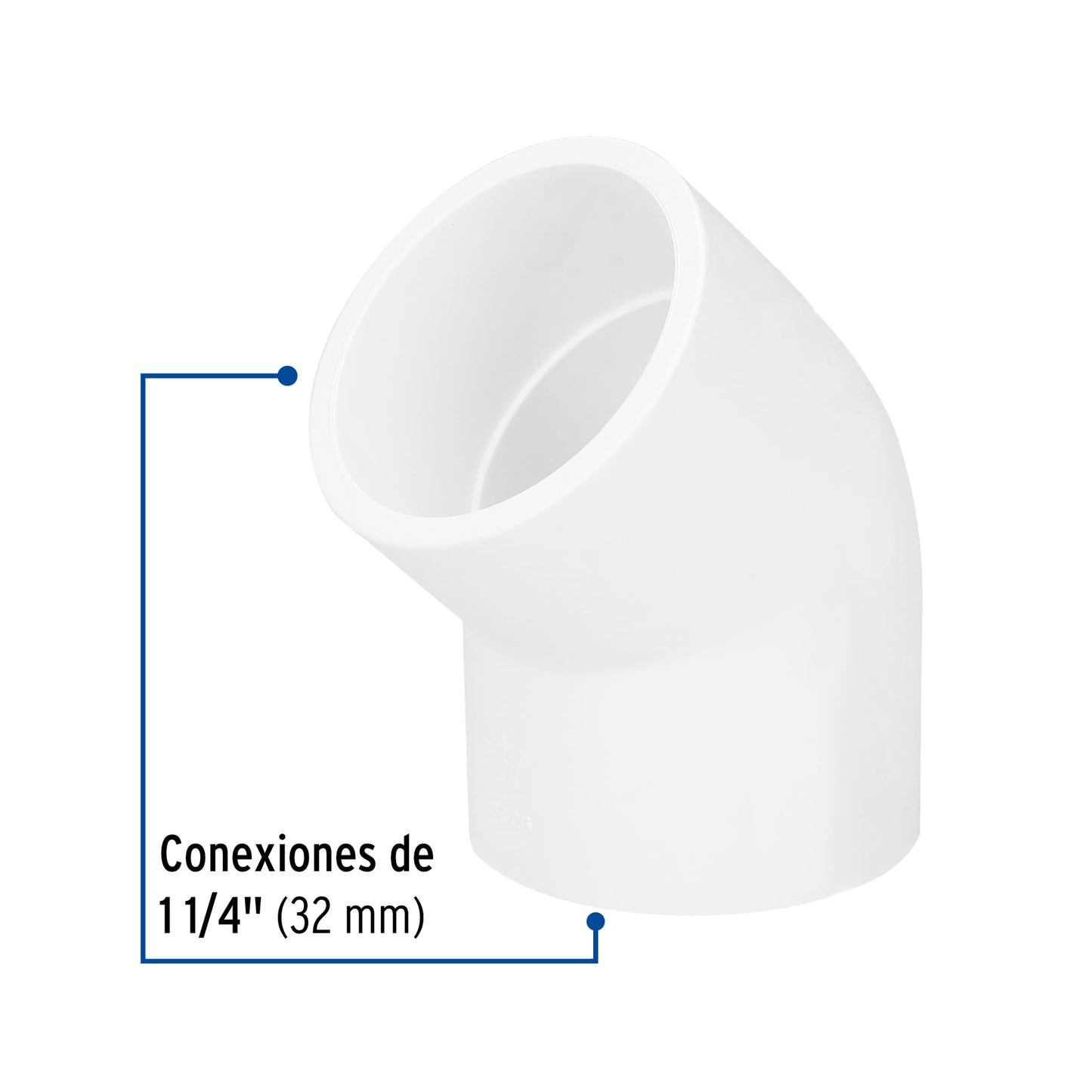 Codo 45° de PVC de 1-1/4', Foset PVC-864 45526 MM00