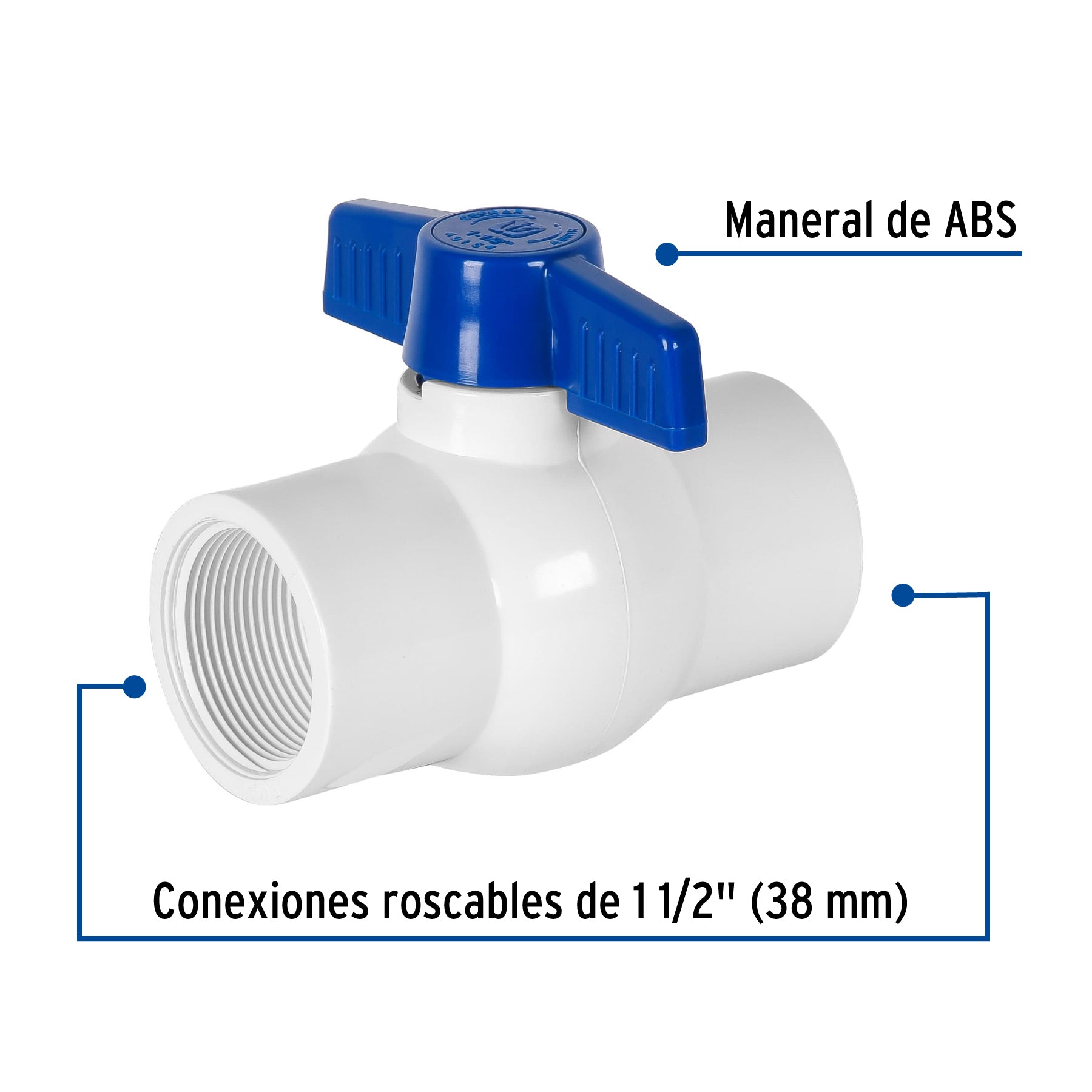 Válvula esfera de PVC 1-1/2' roscable, Foset PVC-ES-1-1/2R 49154 MM00