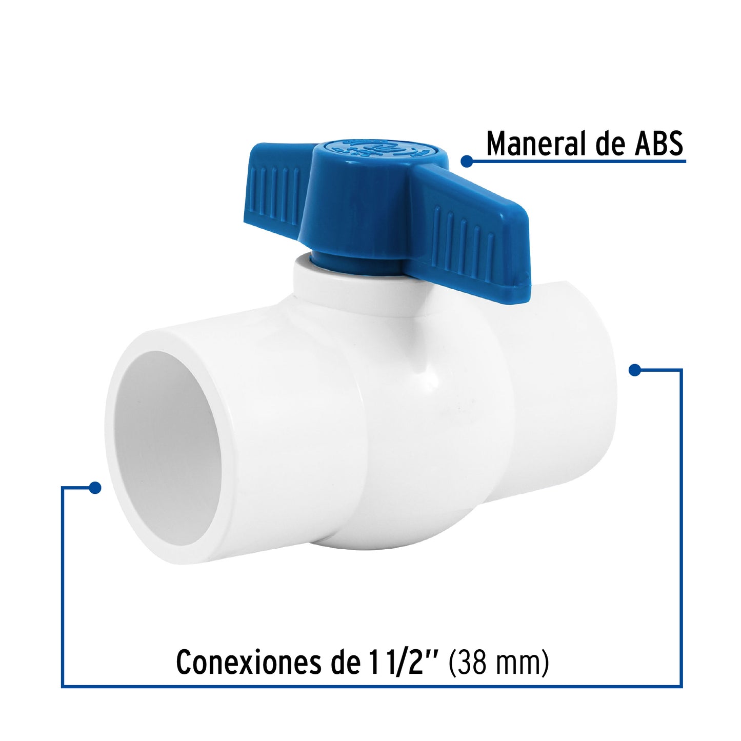 Válvula de esfera de PVC 1 1/2' para cementar, Foset PVC-ES-1-1/2 49160 MM00