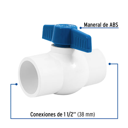 Válvula de esfera de PVC 1 1/2' para cementar, Foset PVC-ES-1-1/2 49160 MM00