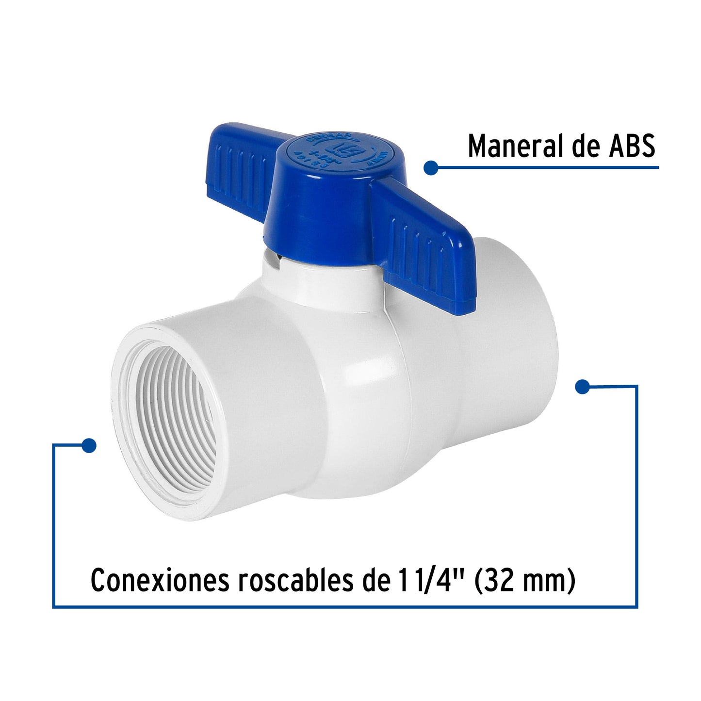 Válvula esfera de PVC 1-1/4' roscable, Foset PVC-ES-1-1/4R 49153 MM00