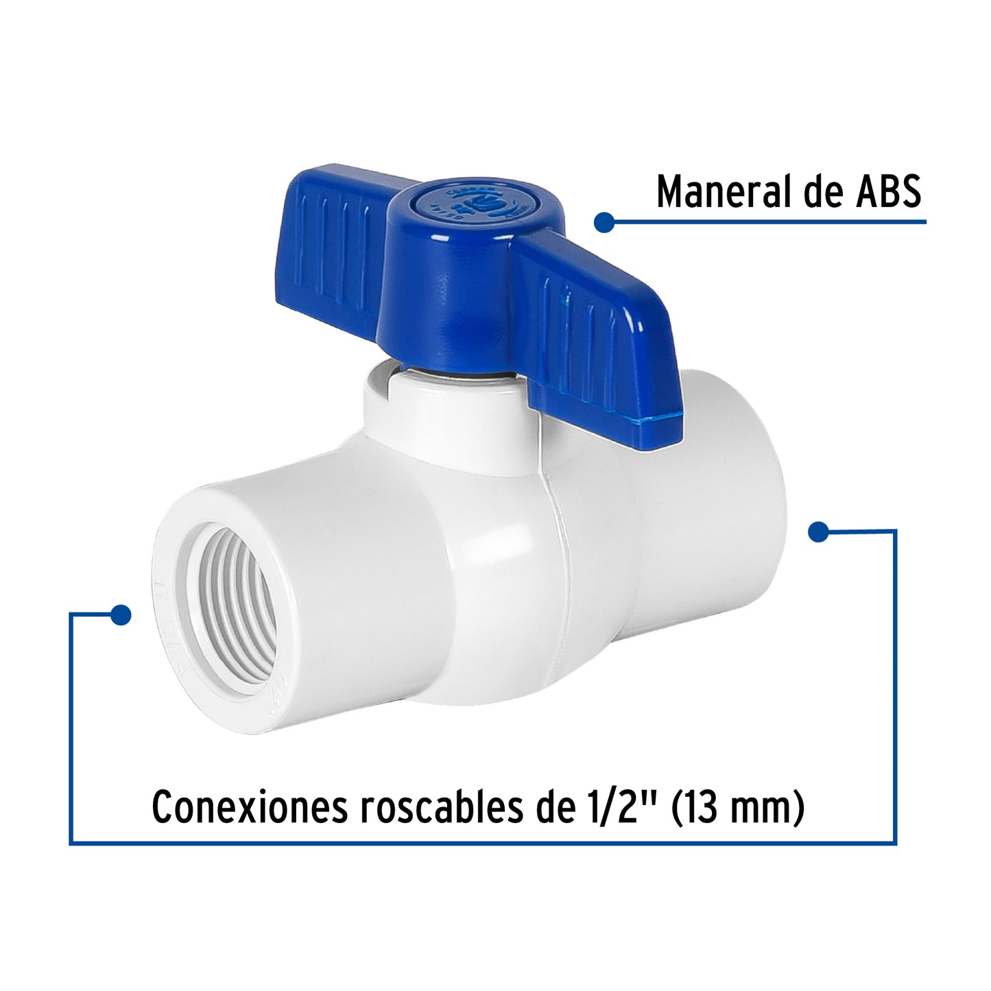 Válvula esfera de PVC 1/2' roscable, Foset PVC-ES-1/2R 49150 MM00