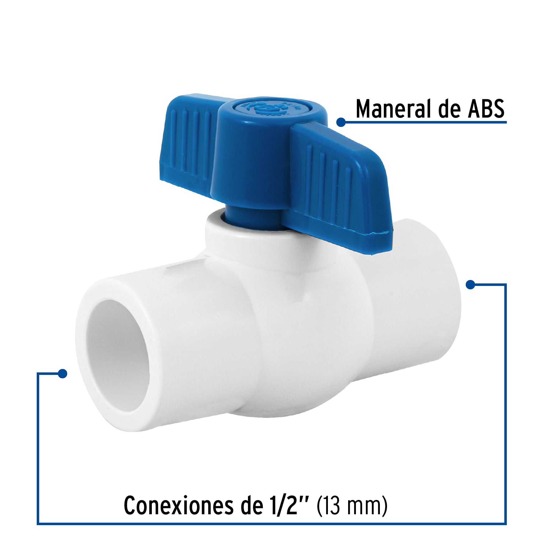 Válvula de esfera de PVC 1/2'para cementar, Foset PVC-ES-1/2 49156 MM00